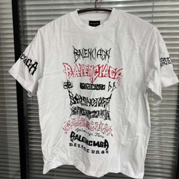 Balenciaga letter pattern short-sleeved T-shirt in white